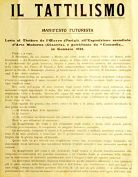 Il Manifesto sul tattilismo pubblicato da Marinetti nel 1921