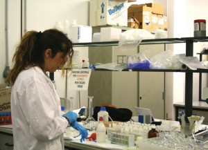 Marta Iacobucci al lavoro in laboratorio