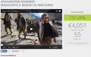 La pagina del finanziamento di "Afghanistan goodbye" sulla piattaforma Gli occhi della guerra